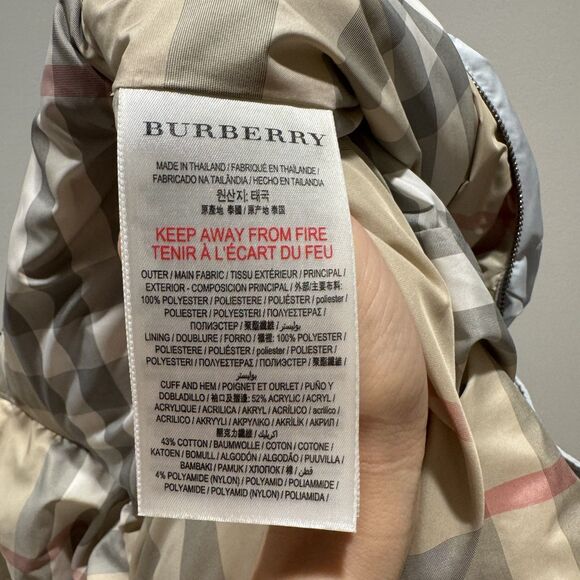Burberry Snowsuit Down Filled Quilted Puffer Blue Nova Check Baby sz 12 month - Picture 9 of 16